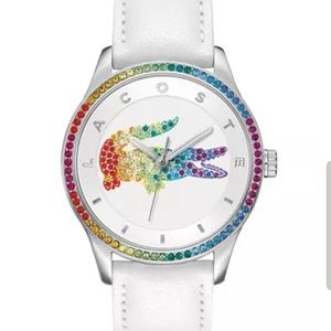 Lacoste Victoria white leather strap watch